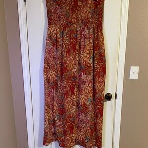 Source Unknown Vibrant Red and Orange Maxi Dress